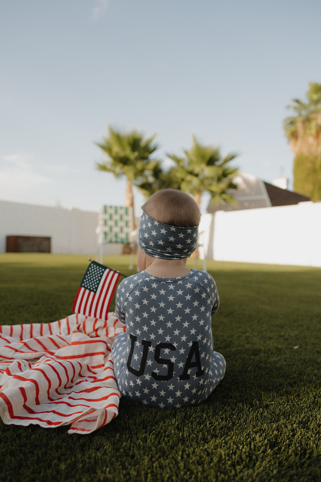 Bamboo Zip Pajamas Zipper Romper| Star Spangled