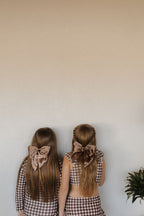 Girls Long Sleeve Swimsuit | Chocolate Gingham