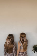 Girls Long Sleeve Swimsuit | Chocolate Gingham