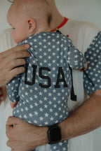 Bamboo Zip Pajamas Zipper Romper| Star Spangled