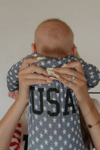 Bamboo Zip Pajamas Zipper Romper| Star Spangled