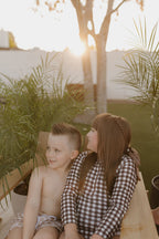 Girls Long Sleeve Swimsuit | Chocolate Gingham