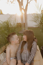 Girls Long Sleeve Swimsuit | Chocolate Gingham