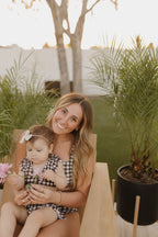 Girls Two Piece Swimsuit | Chocolate Gingham