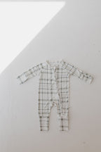 Bamboo Zip Pajamas Zipper Romper | Picnic Plaid