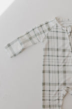 Bamboo Zip Pajamas Zipper Romper | Picnic Plaid
