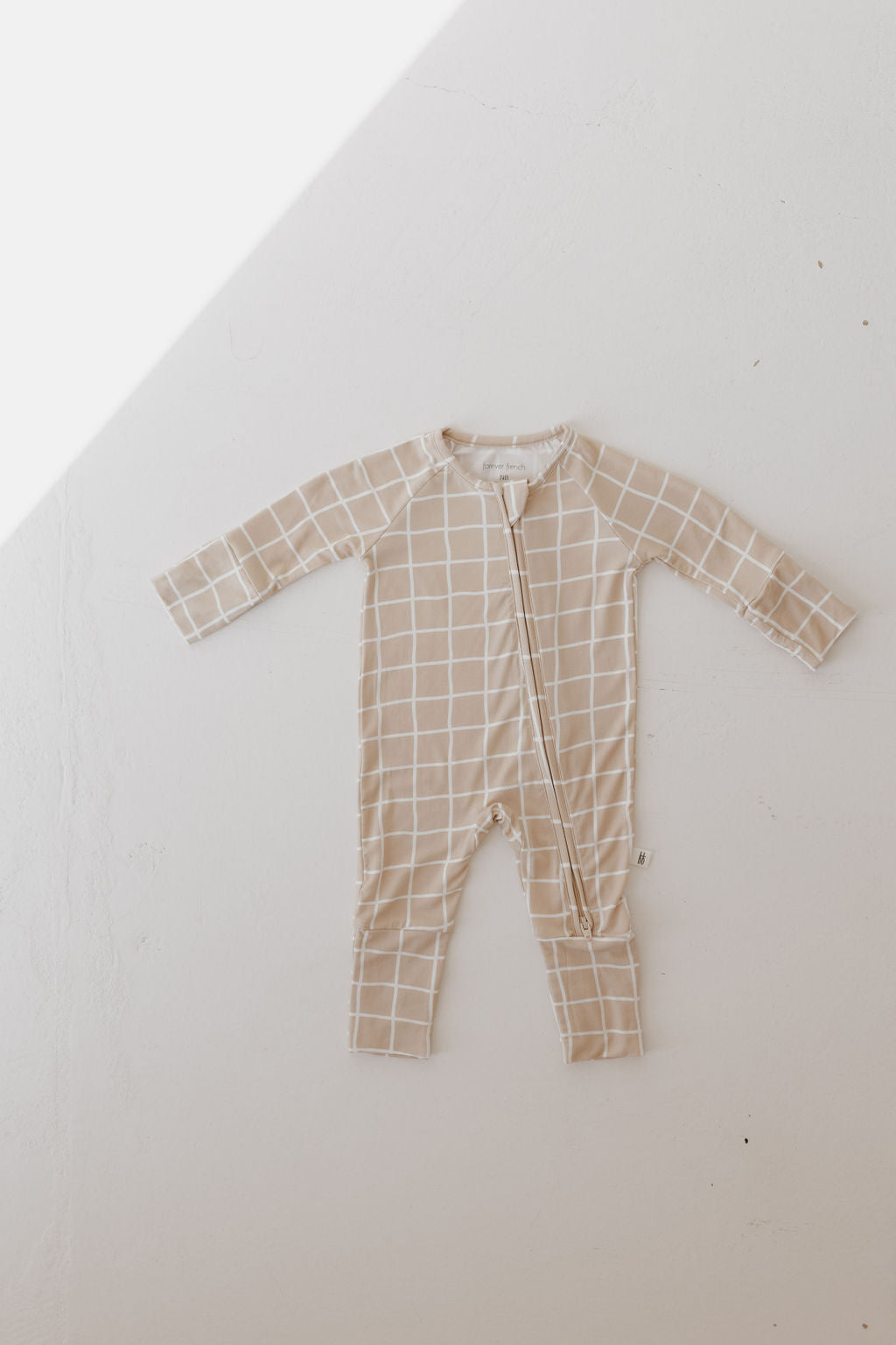 Bamboo Zip Pajamas | Grid Zipper Romper