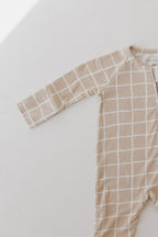 Bamboo Zip Pajamas | Grid Zipper Romper