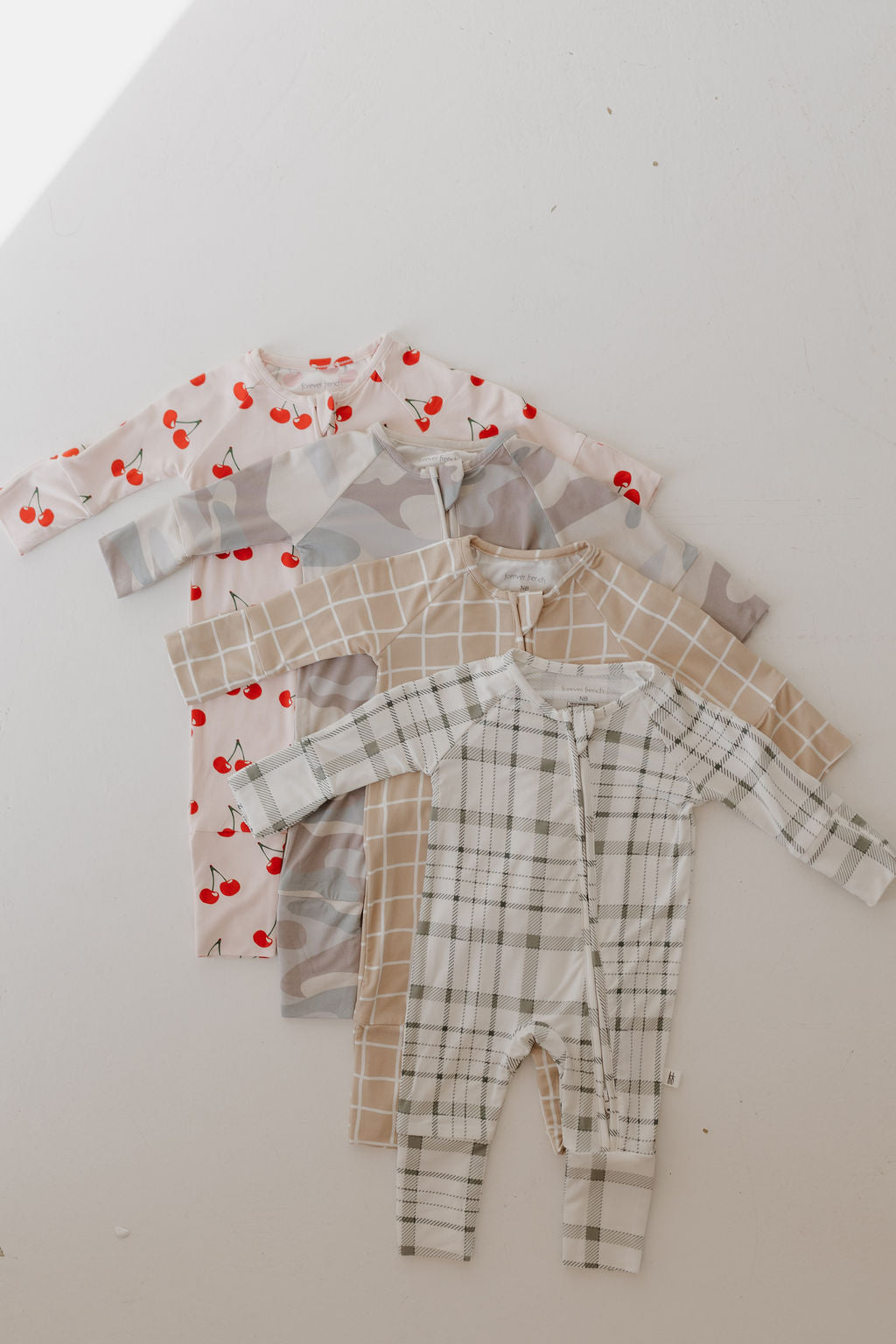 Bamboo Zip Pajamas | Grid Zipper Romper