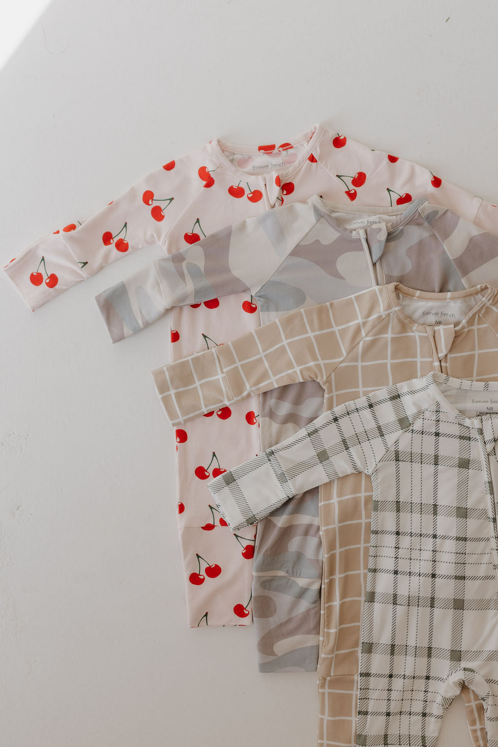 Bamboo Zip Pajamas | Grid Zipper Romper