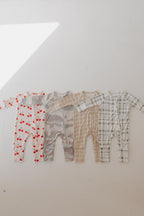Bamboo Zip Pajamas | Grid Zipper Romper