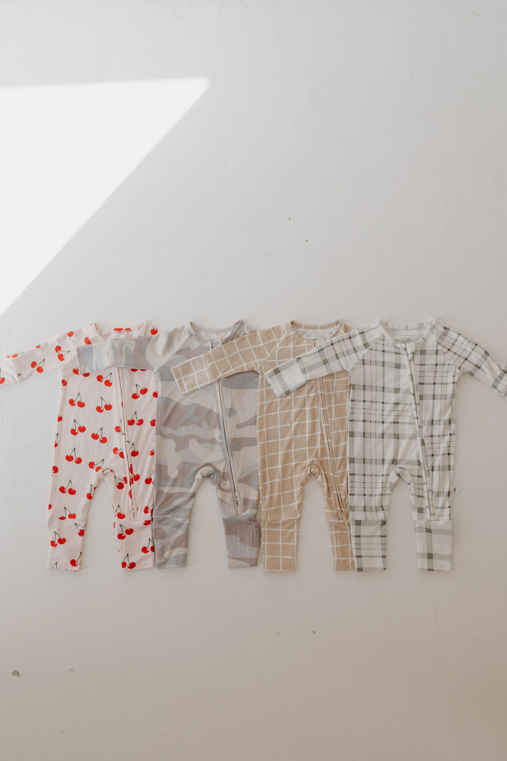 Bamboo Zip Pajamas | Grid Zipper Romper