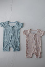 Bamboo Zip Shortie Zipper Romper | Ruby