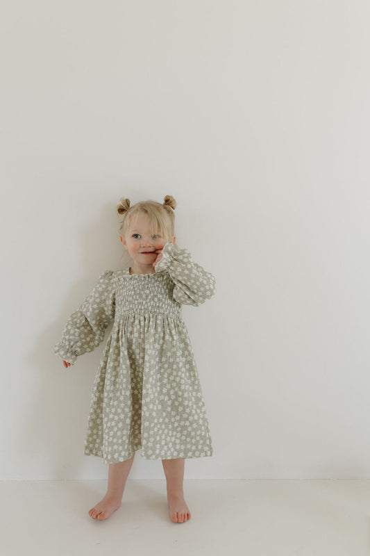 Child Dress | French Gray Floral