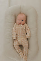 Bamboo Zip Pajamas | Grid Zipper Romper