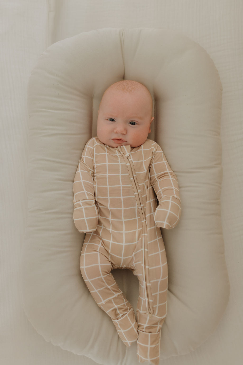 Bamboo Zip Pajamas | Grid Zipper Romper