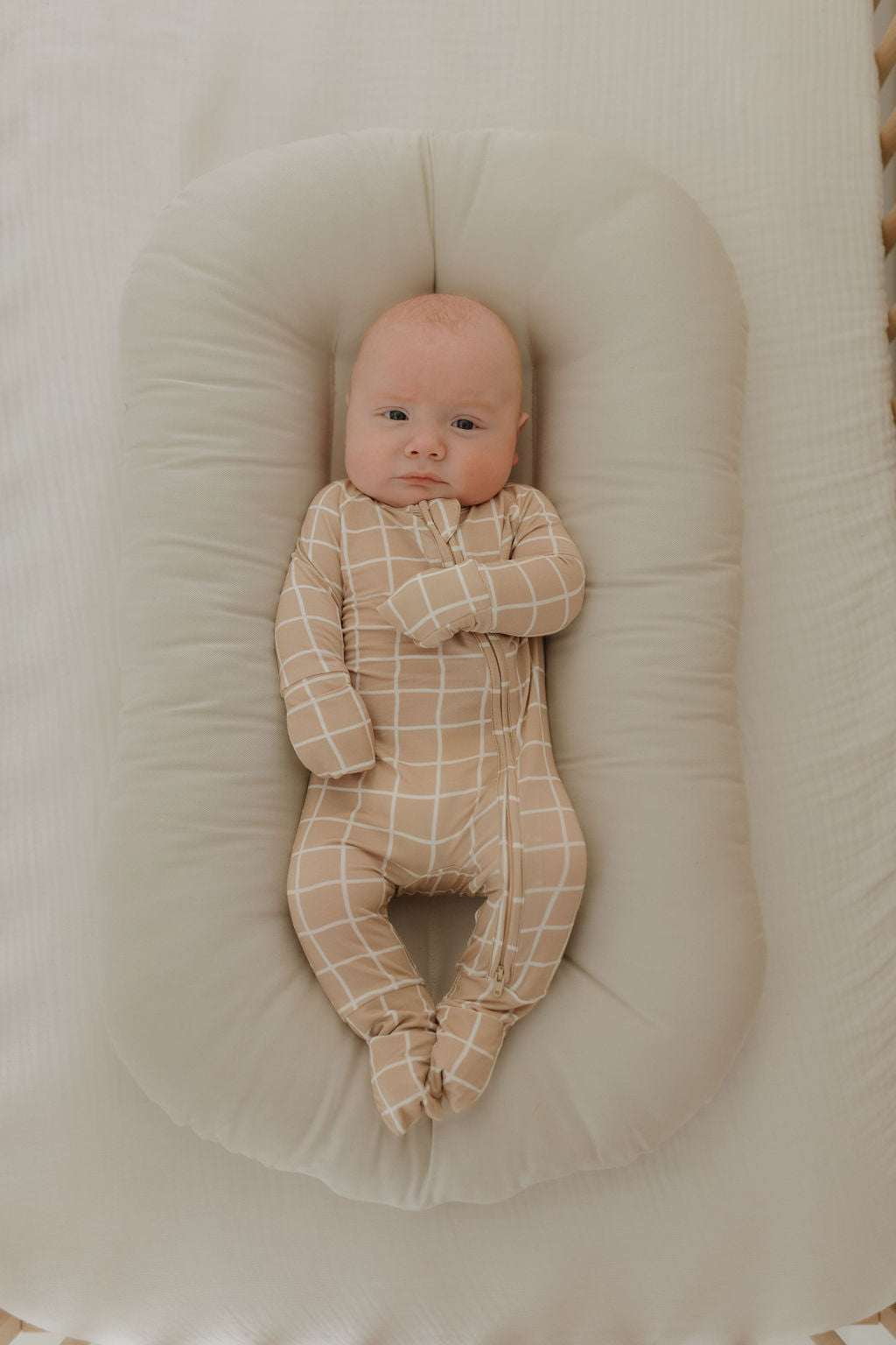 Bamboo Zip Pajamas | Grid Zipper Romper