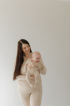Bamboo Zip Pajamas | Grid Zipper Romper