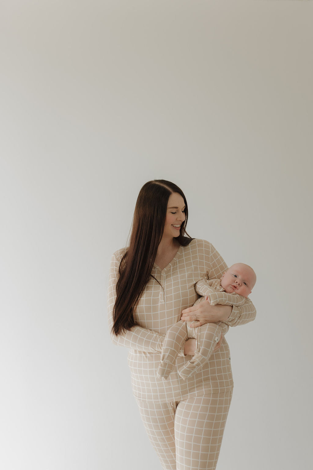 Bamboo Zip Pajamas | Grid Zipper Romper