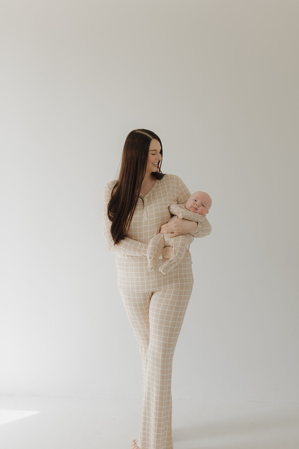 Bamboo Zip Pajamas | Grid Zipper Romper
