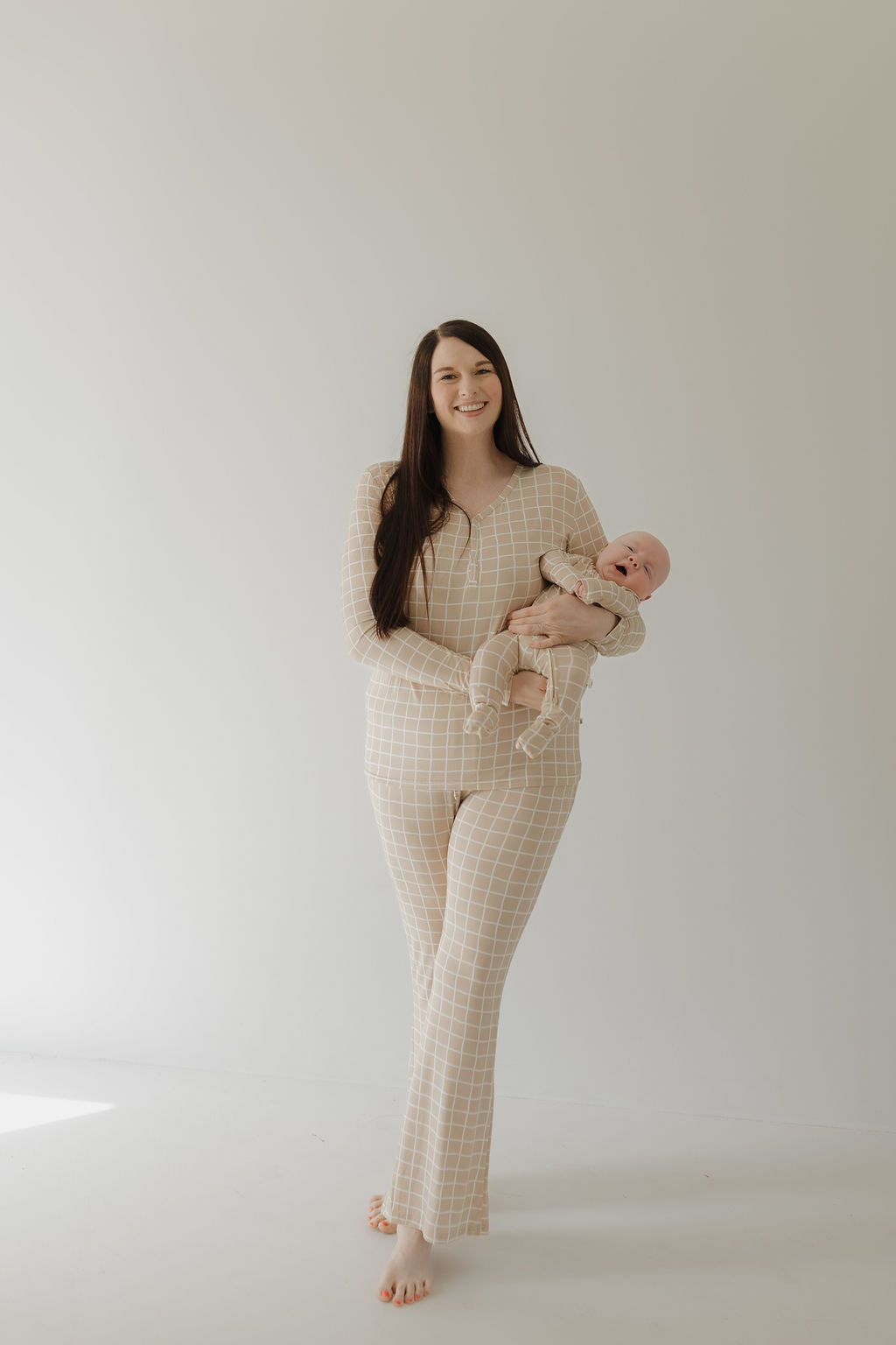 Bamboo Zip Pajamas | Grid Zipper Romper