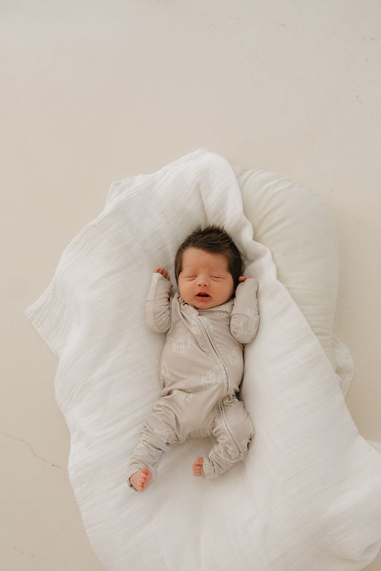 Bamboo Zip Pajamas Zipper Romper | Excavator