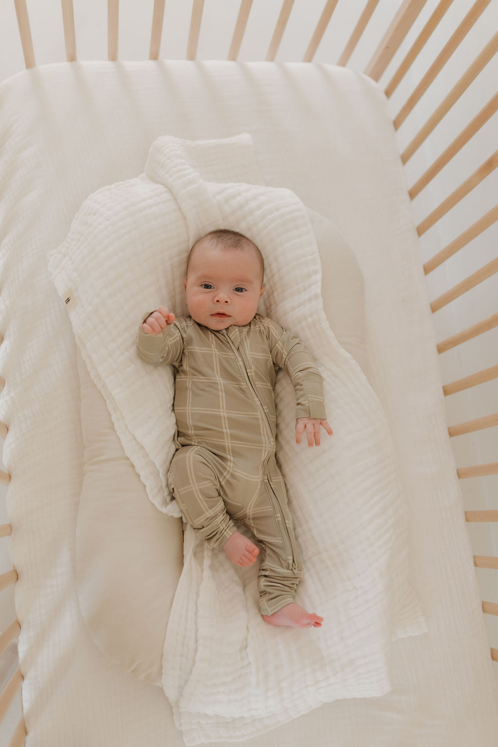 Bamboo Zip Pajamas | Linen Grid Zipper Romper