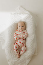 Bamboo Zip Pajamas Zipper Romper | Cherry Orchard