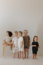 Bamboo Short Set | Brown & Black Lightning Bolt