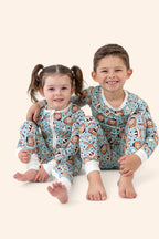 BASEBALL SMILEY DREAM ZIPPER ROMPER