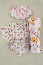 BLOSSOMIN’ BUTTERFLY DREAM 2-PIECE RASH GUARD RUFFLE SWIM SUIT
