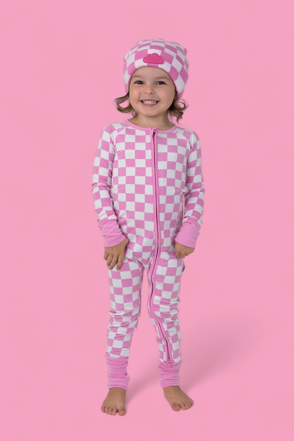 BUBBLEGUM CHECKERS DREAM ZIPPER ROMPER