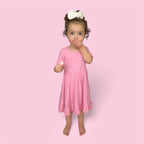 BELLA PINK RIB DREAM RUFFLE DRESS