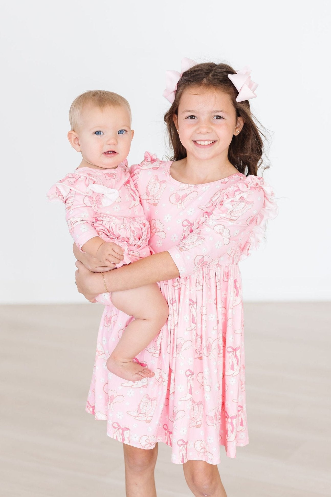 Howdy 3/4 Sleeve Flutter Twirl Bodysuit Romper Dress
