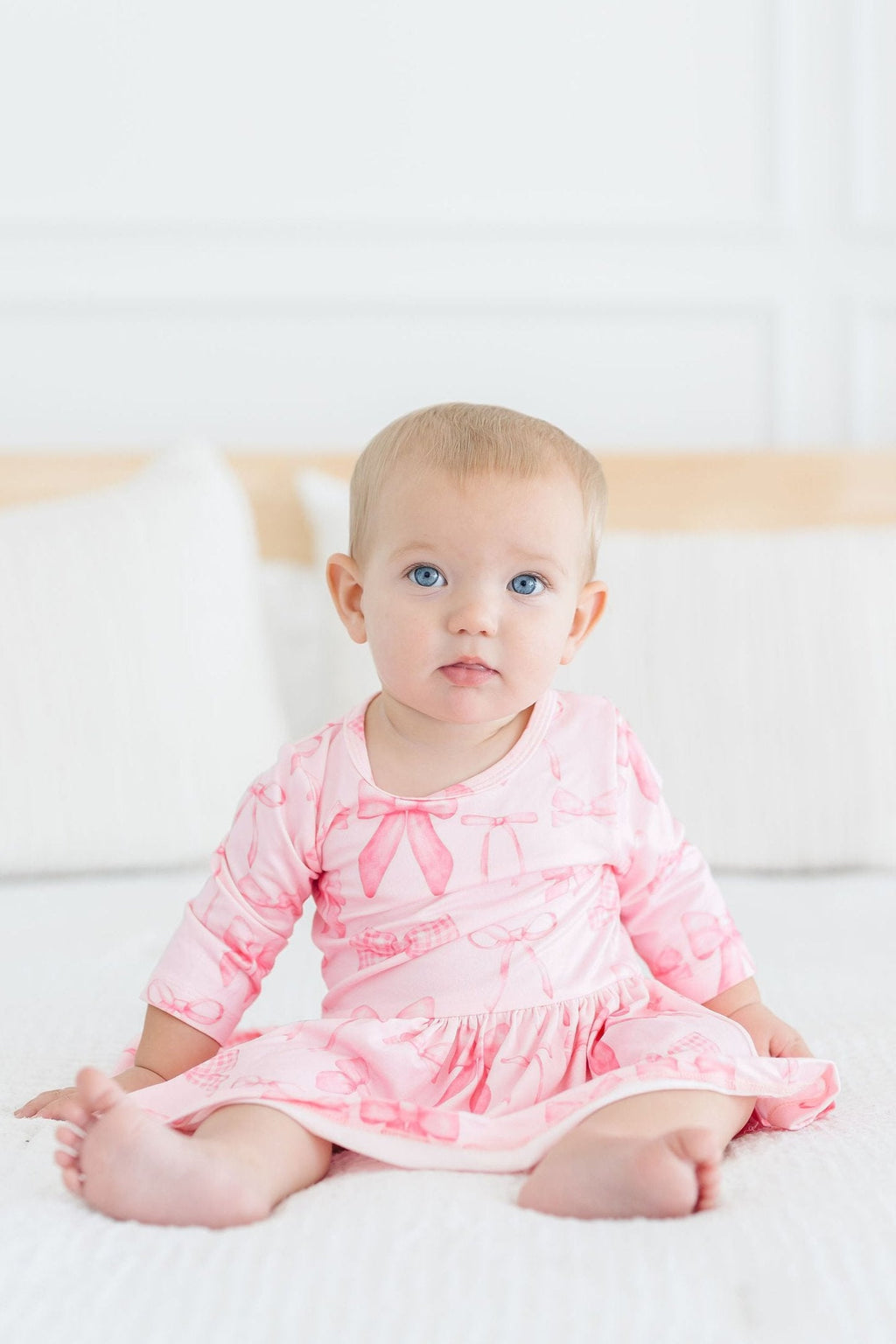Blushing Bows 3/4 Sleeve Twirl Bodysuit Romper