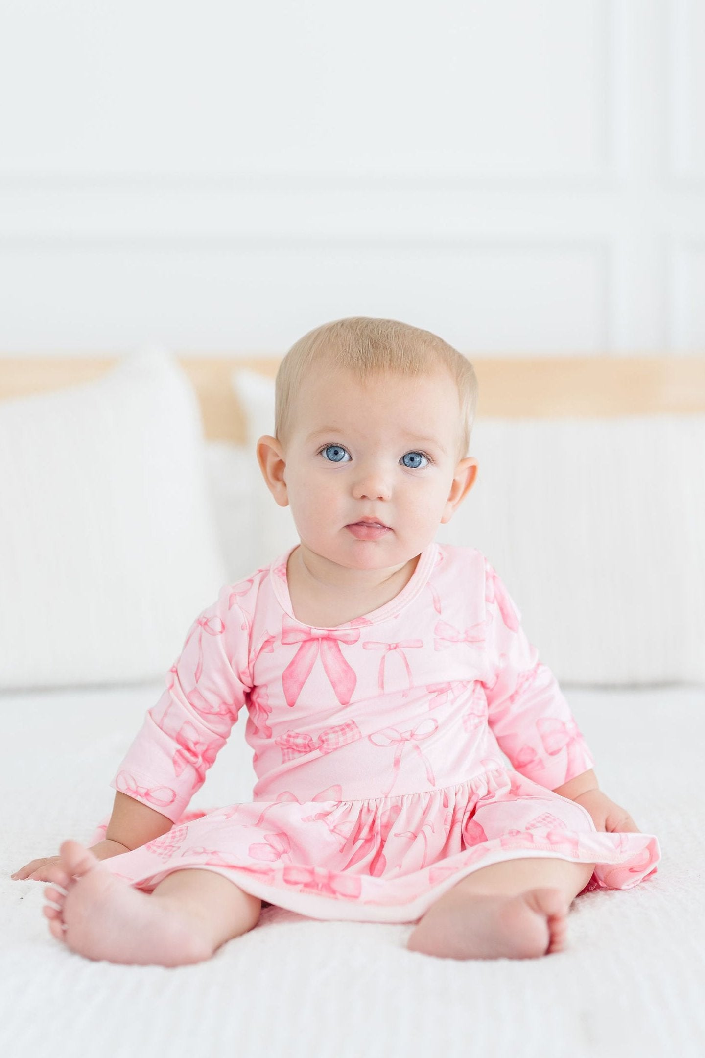 Blushing Bows 3/4 Sleeve Twirl Bodysuit Romper