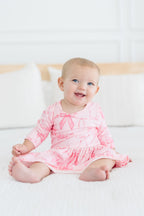 Blushing Bows 3/4 Sleeve Twirl Bodysuit Romper