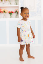 Watercolor Rainbows S/S Twirl Bodysuit Romper