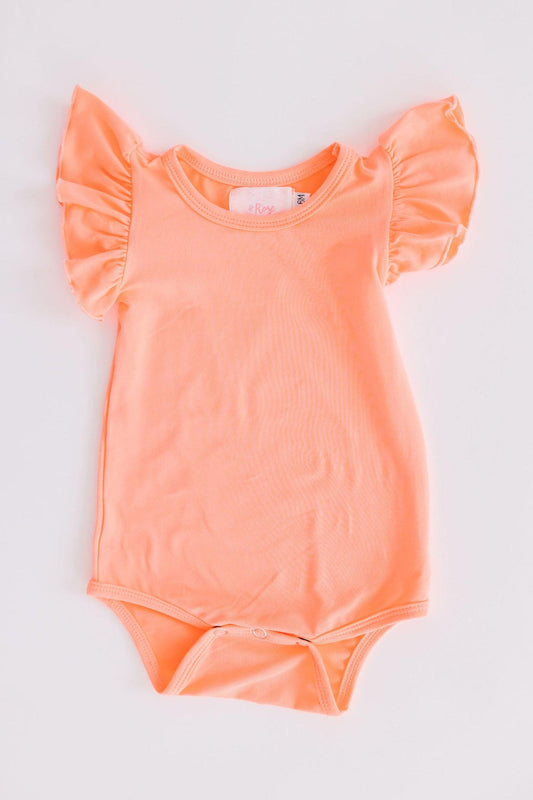 Neon Coral S/S Flutter Bodysuit