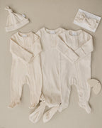 Vanilla Organic Cotton Ribbed Snap Romper