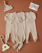 Oatmeal Organic Cotton Ribbed Snap Romper