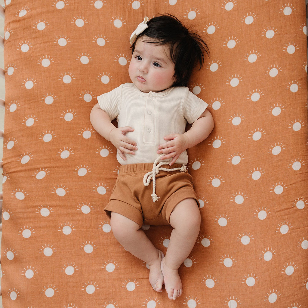 Vanilla Organic Cotton Ribbed Snap Bodysuit Romper