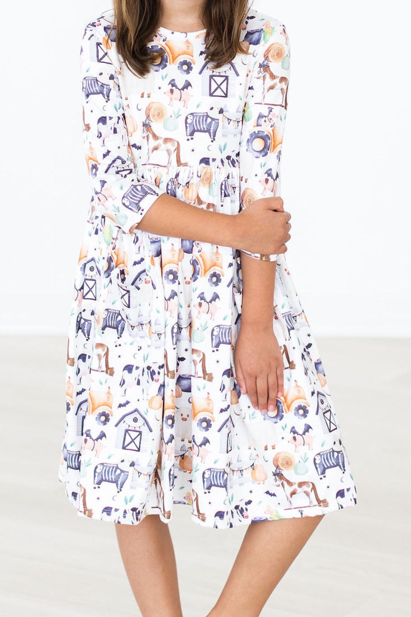 Stay Spooky 3/4 Sleeve Pocket Twirl Dress