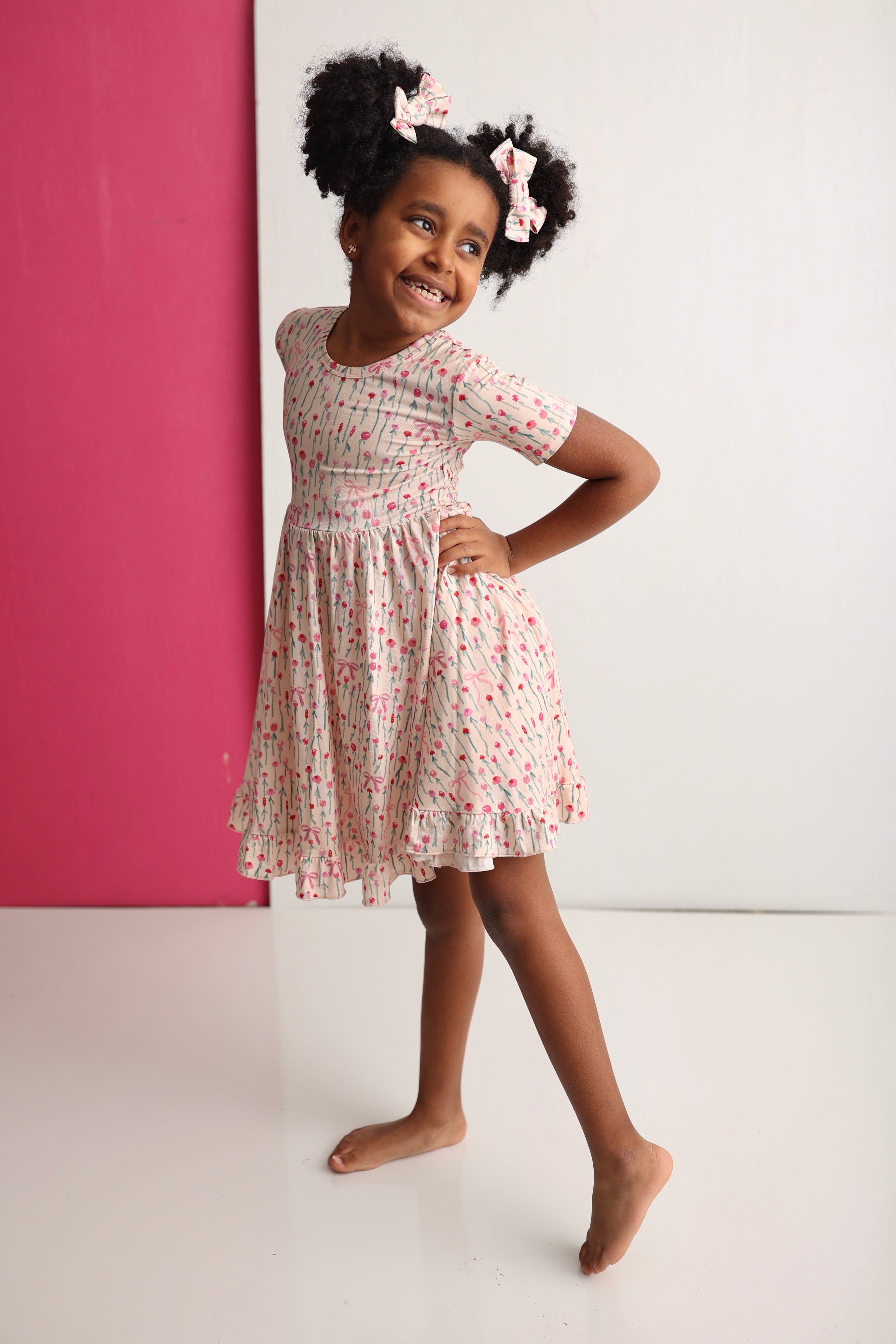 BLOOMS & BOWS FLORAL DREAM RUFFLE DRESS