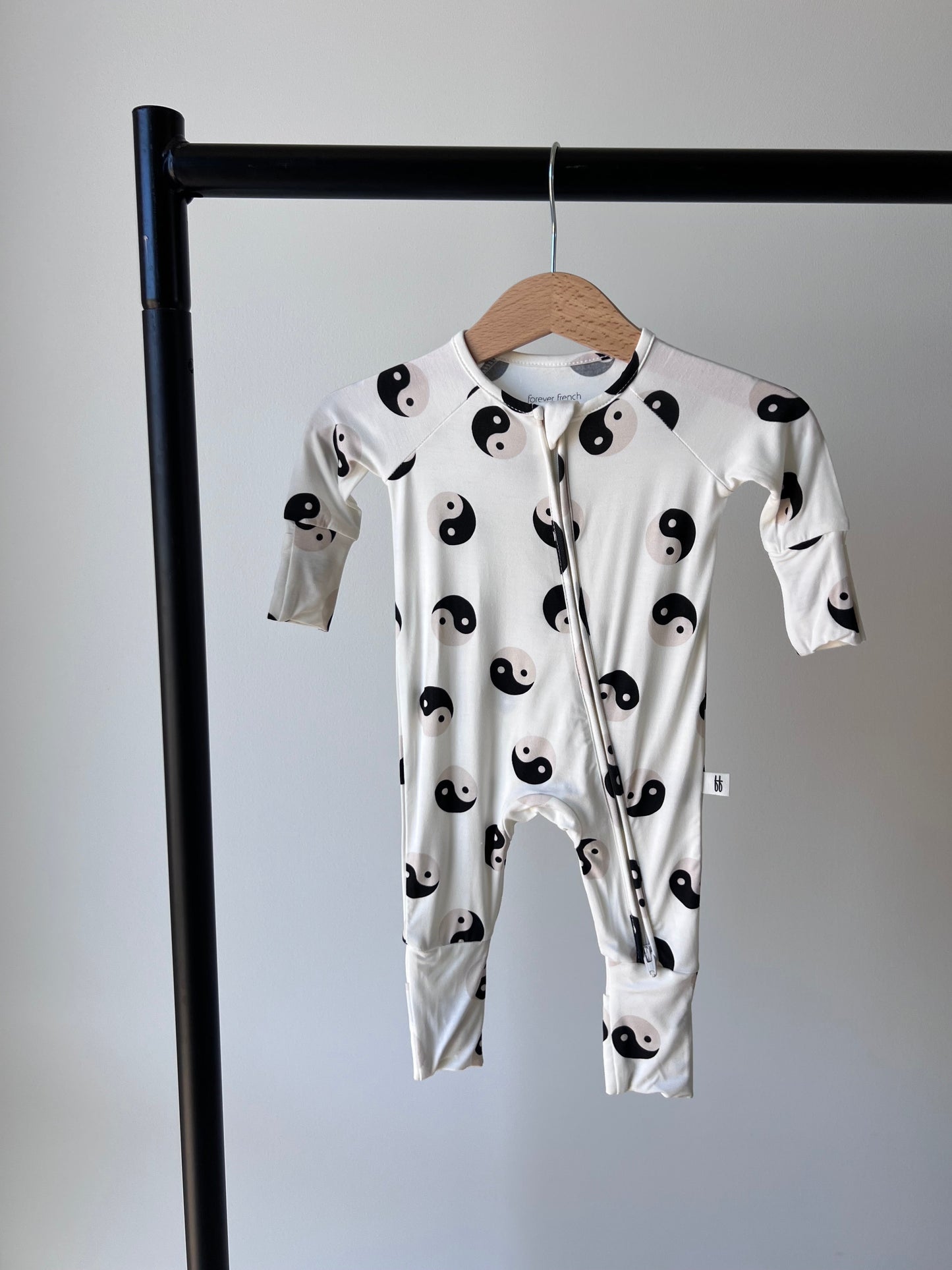 Bamboo Zip Pajamas | Black & White Yin Yang