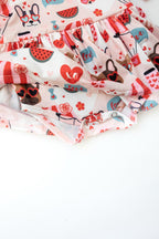 Puppy Love 3/4 Sleeve Twirl Bodysuit Romper
