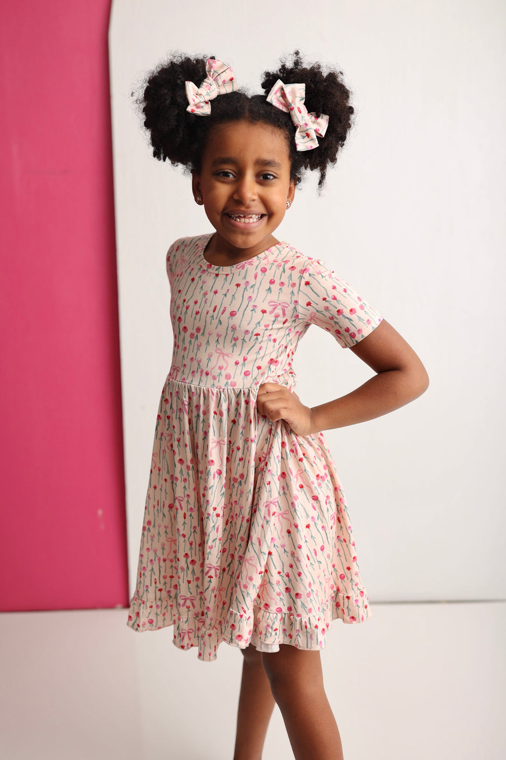 BLOOMS & BOWS FLORAL DREAM RUFFLE DRESS