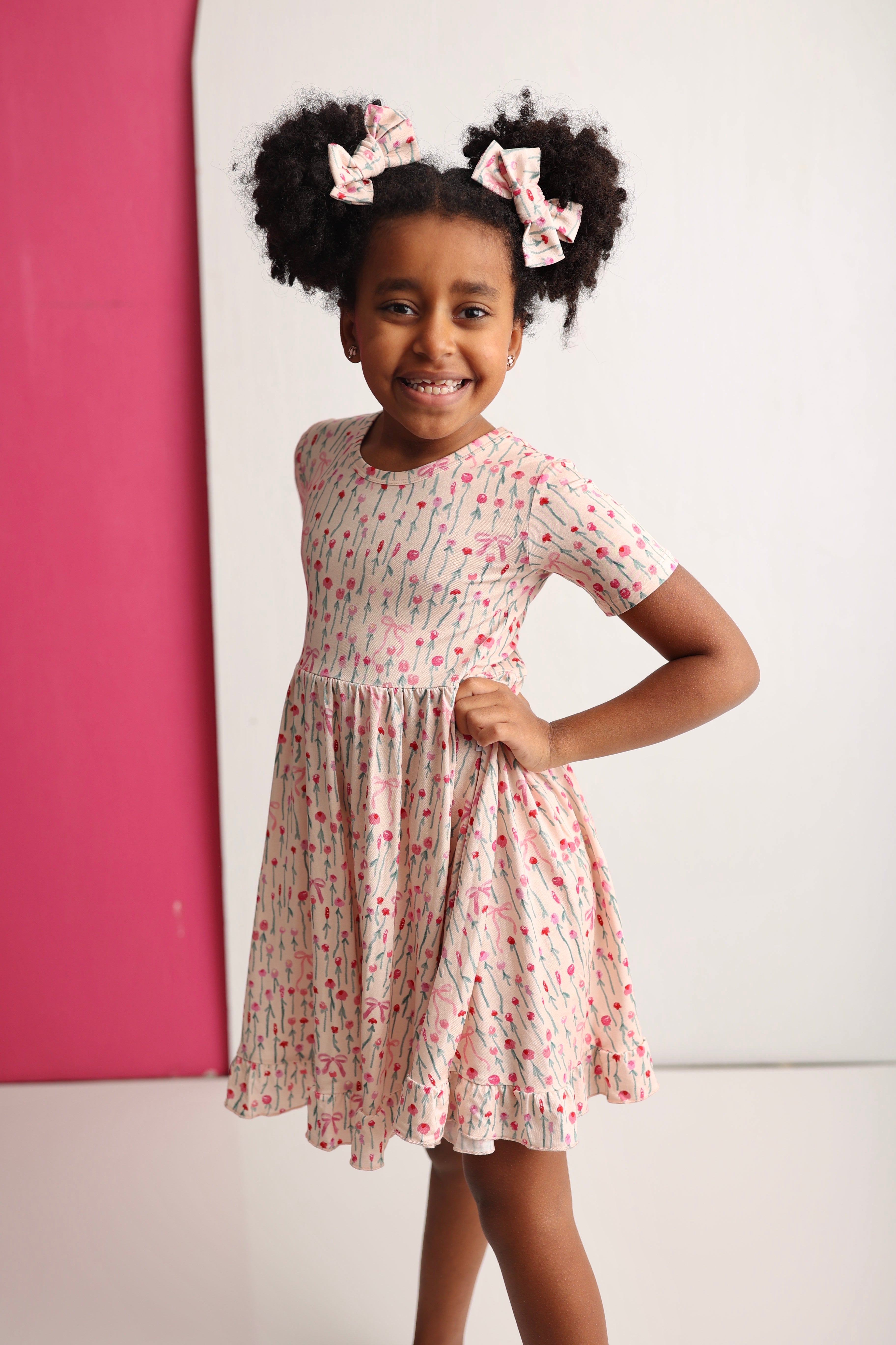 BLOOMS & BOWS FLORAL DREAM RUFFLE DRESS