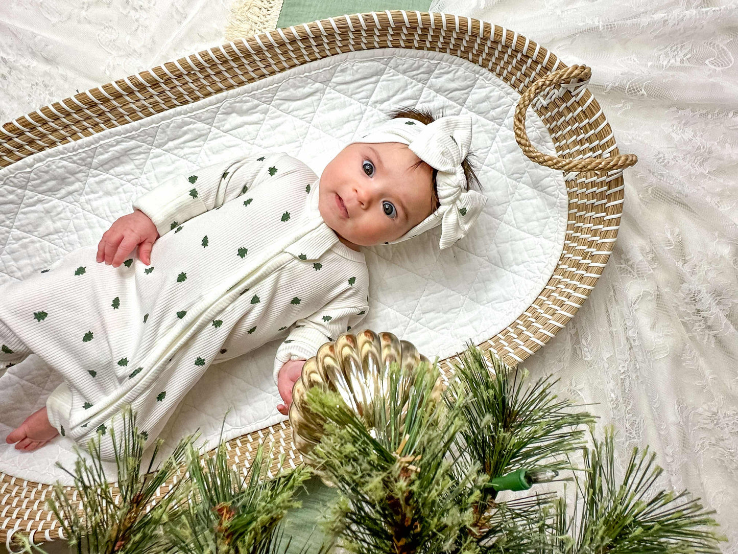 Tiny Trees Ribbed Bamboo Zippy Pajamas Romper