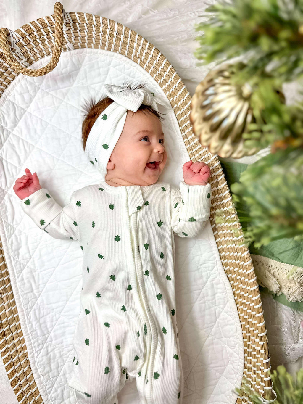 Tiny Trees Ribbed Bamboo Zippy Pajamas Romper